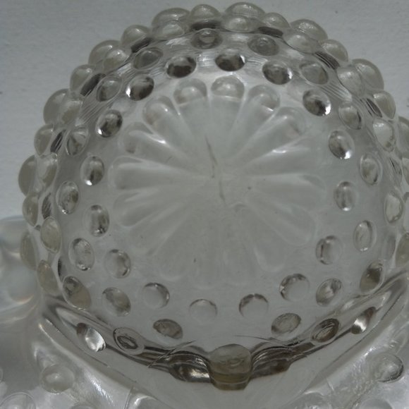 Vintage Anchor Hocking Three Section Hobnail Clear Opalescent Moonstone Dish - Picture 8 of 12